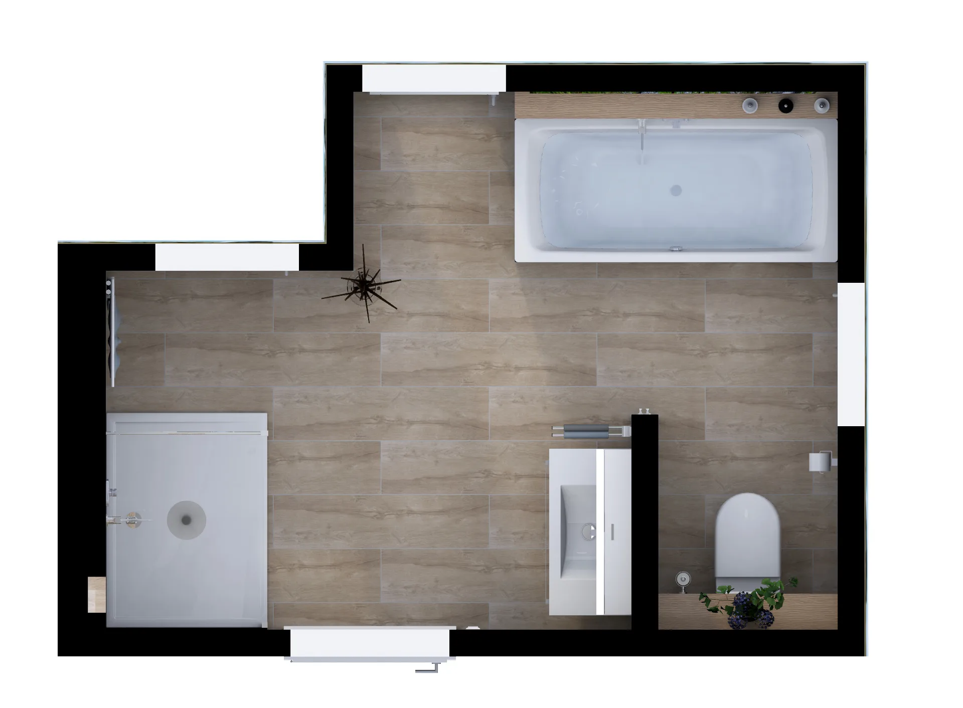 Grundriss Badezimmer mit Komfort Plus Ausstattung