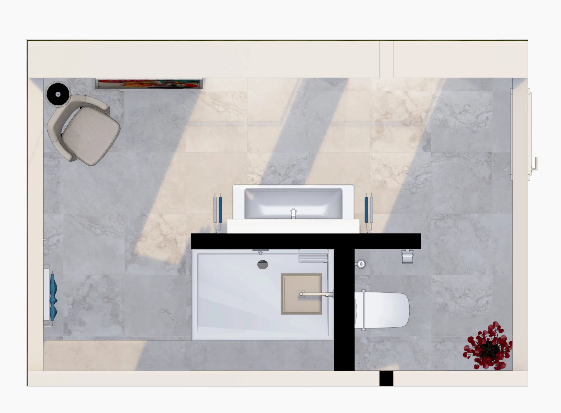 Grundriss Badezimmer mit Premium Ausstattung