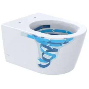 Abbildung randloses WC mit kreisender Spülung von TOTO