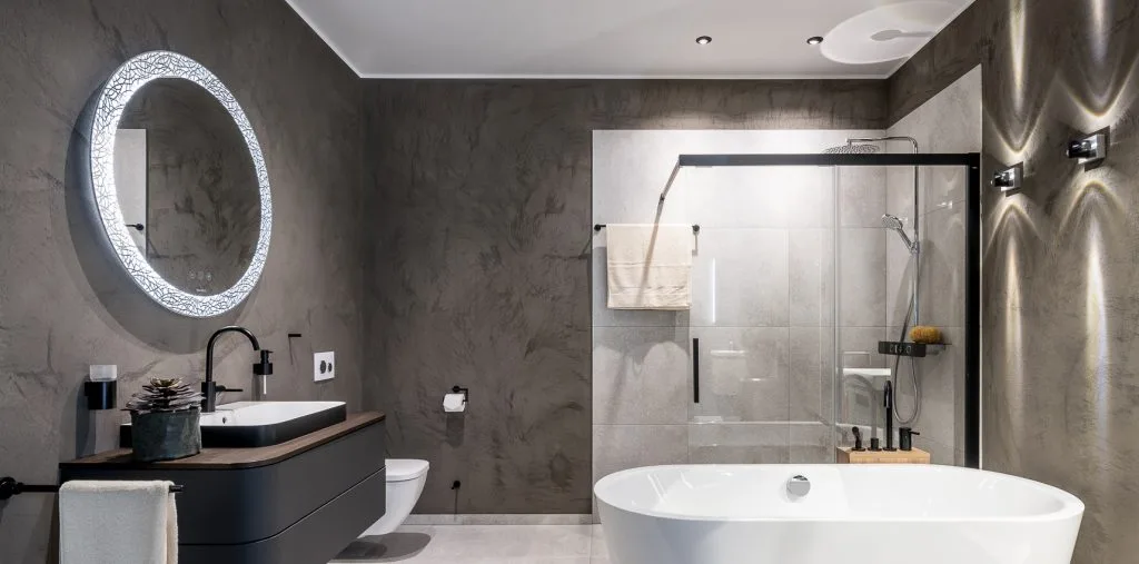 Abbildung Badezimmer mit Badewanne, Dusche, WC und Waschtisch