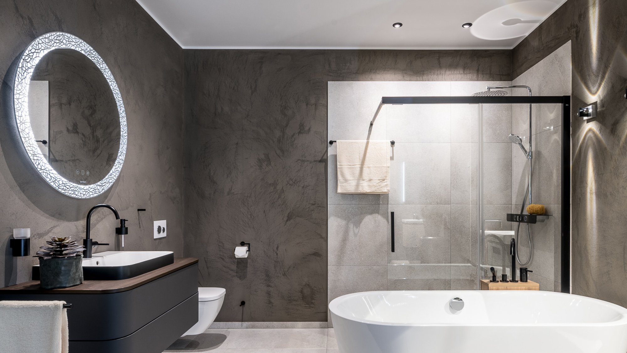 Abbildung Badezimmer mit Badewanne, Dusche, WC und Waschtisch