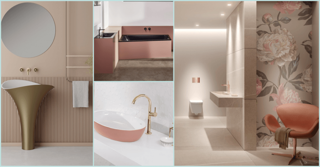 Collage mehrere Badezimmer in rosé