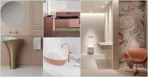 Collage mehrere Badezimmer in rosé