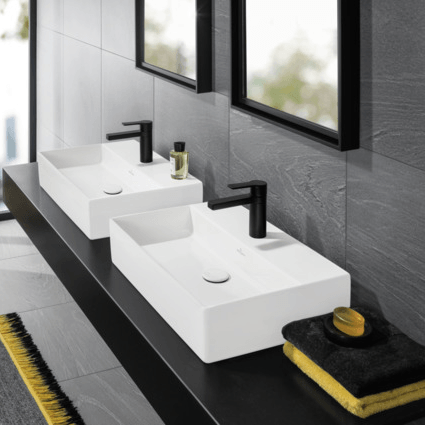 Moderner Doppel-Waschtisch in schwarz weiß