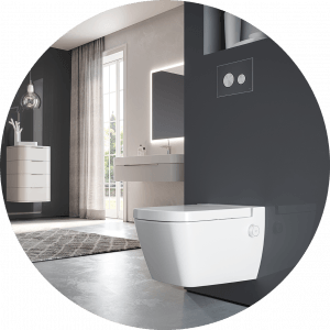 Tece WC wandhängend mit zwei-Tasten Spülarmatur