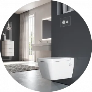 Tece WC wandhängend mit zwei-Tasten Spülarmatur