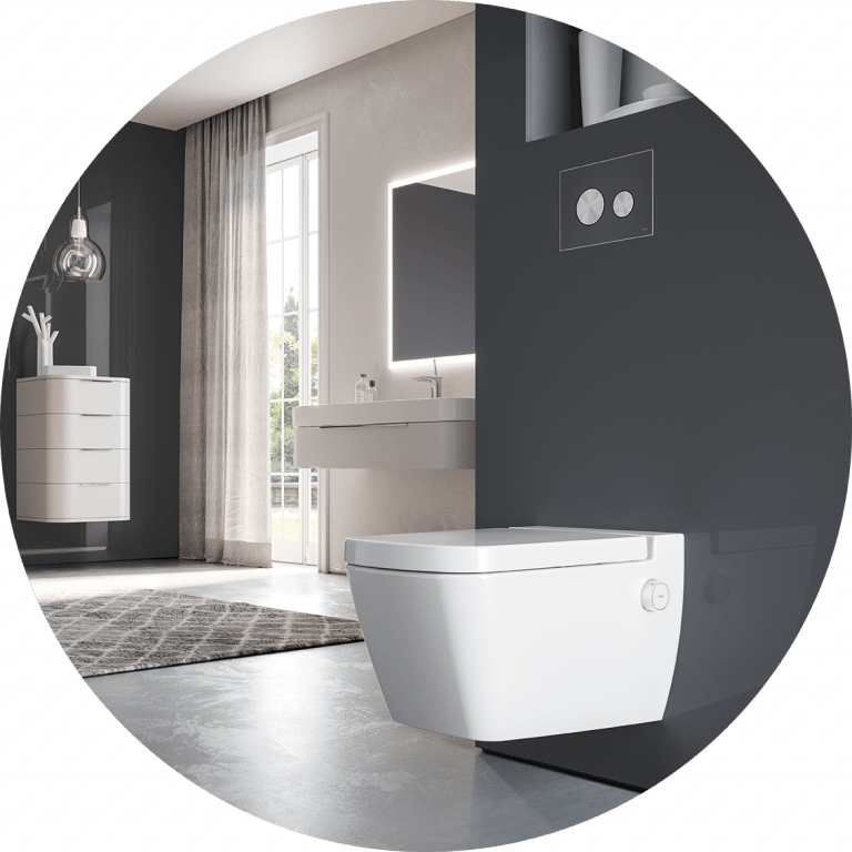 Tece WC wandhängend mit zwei-Tasten Spülarmatur