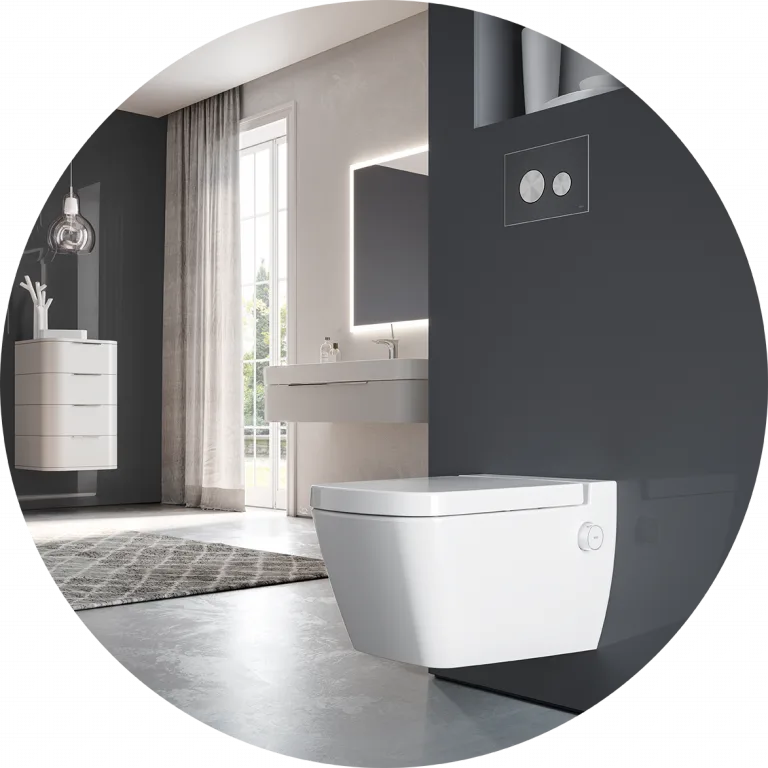 Tece WC wandhängend mit zwei-Tasten Spülarmatur